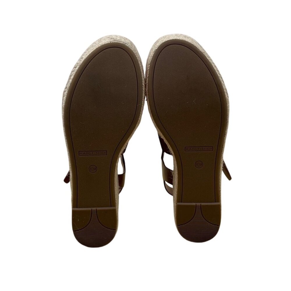 Marc Fisher Women’s Brown Leather Espadrille Joven Wedge Sandals Sz 8.5 - New - Picture 8 of 9
